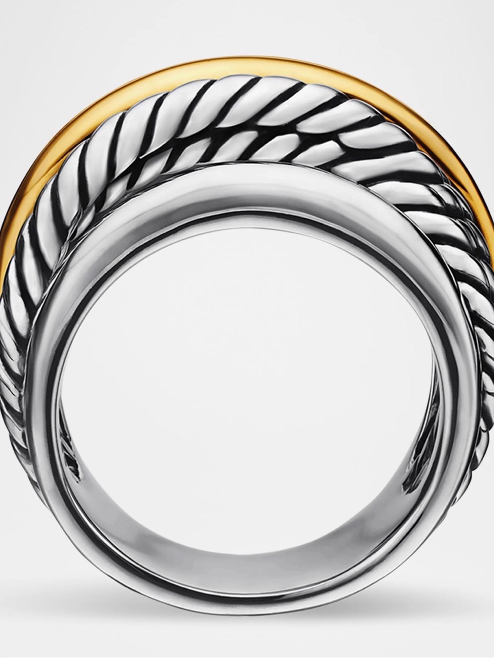 David Yurman Two-Tone Silver and Gold Multi-Band Cable Ring - Picture 7 of 16